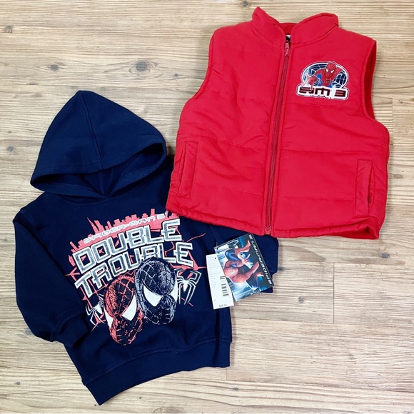 Vintage NWT 2007 Marvel Spiderman 3 Vest Hoodie 2 Piece Set...